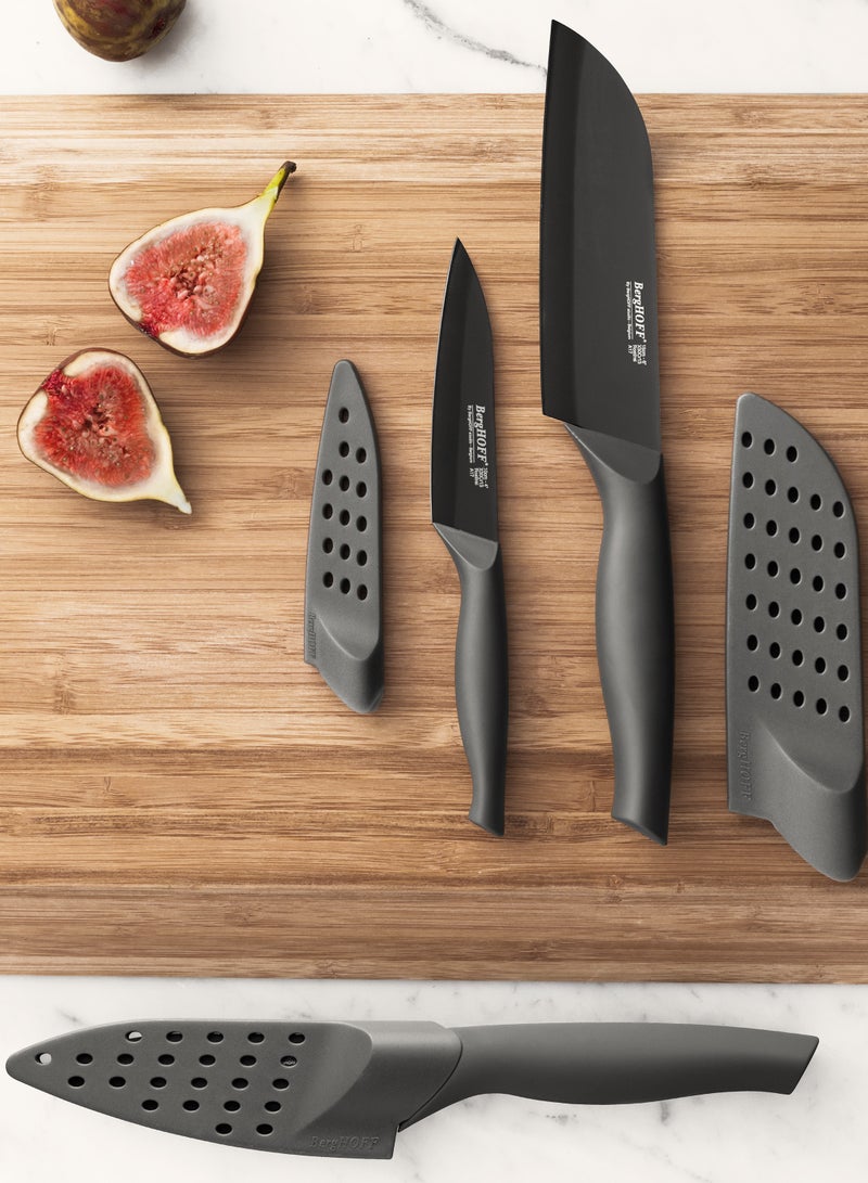 بيرجوف بيرجهوف- طقم سكاكين 3 قطع كوتيد فلكس - 1x سكين التقشير  10 سم، 1x سكين الطهاة 13 سم، 1x سكين سانتوكو 14 سم - شفرة حادة من الفولاذ المقاوم للصدأ، غطاء واقي مناسب لحماية يديك والشفرة - منتج بلجيكي - Image 3