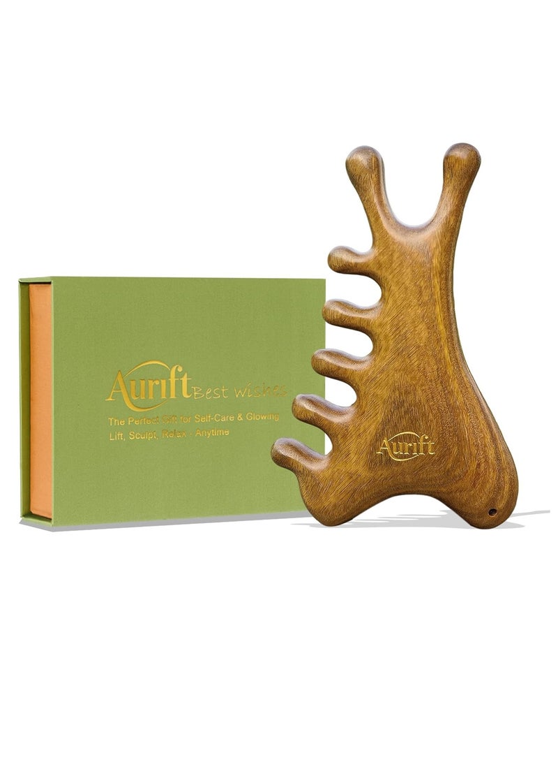 عام أداة 4-in-1 للوجه والجسم ، خشب الصندل الأخضر الطبيعي-الصرف اللمفاوي ، رفع الفك ونحت الأنف ، مشط تدليك الرأس للتخفيف - Image 1