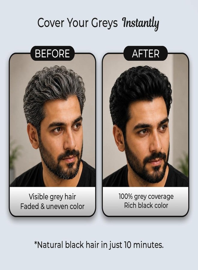 Sanfe Quick Tint Instant Hair & Beard Color For Men | 100 ml | Instant Hair Color Gel with Fruit Vinegar | 100% Grey Coverage | Natural Black In 10 Minutes | Easy To Use Gel | HairDye Alernative - Image 3