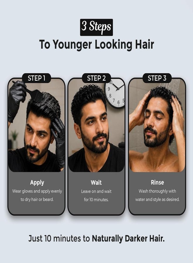 Sanfe Quick Tint Instant Hair & Beard Color For Men | 100 ml | Instant Hair Color Gel with Fruit Vinegar | 100% Grey Coverage | Natural Black In 10 Minutes | Easy To Use Gel | HairDye Alernative - Image 2