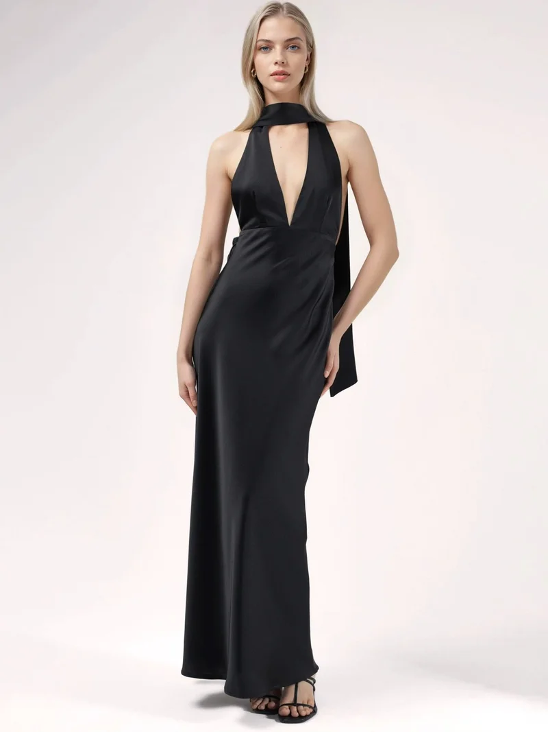 هيكاب V-Neck Bodycon Maxi Dress
