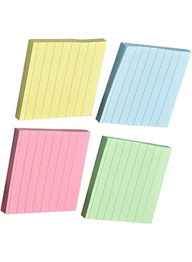 4 Pcs Self Stick Note Pads Striped Kraft Paper Memo Pad For Office Home Use - Image 1