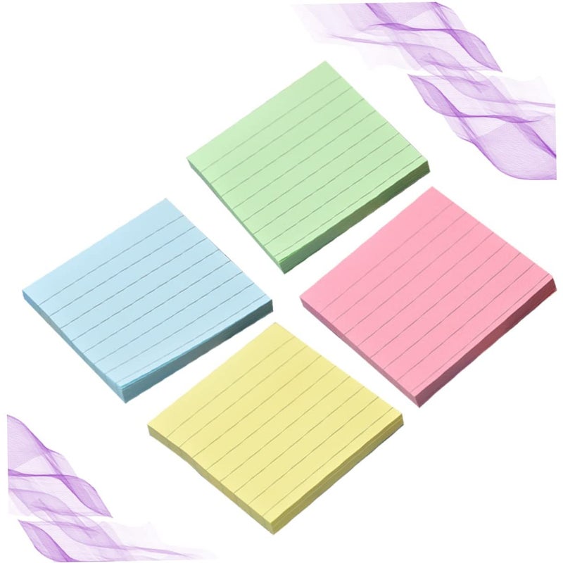 4 Pcs Self Stick Note Pads Striped Kraft Paper Memo Pad For Office Home Use - Image 4