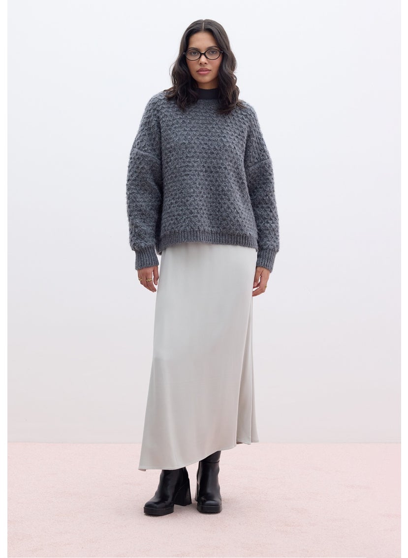 Manuka Satin Midi Skirt Silver  - Image 3