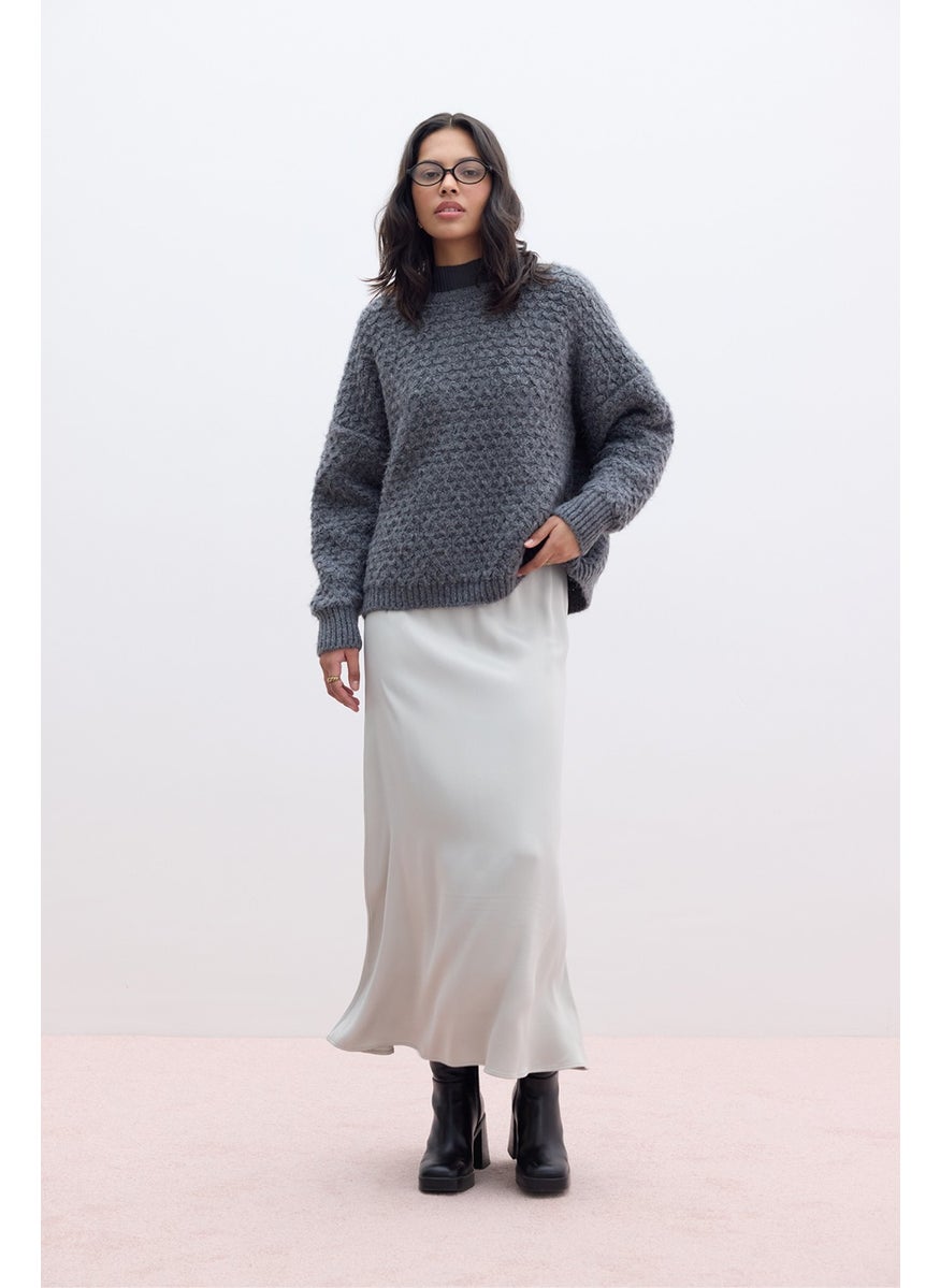 Manuka Satin Midi Skirt Silver  - Image 2