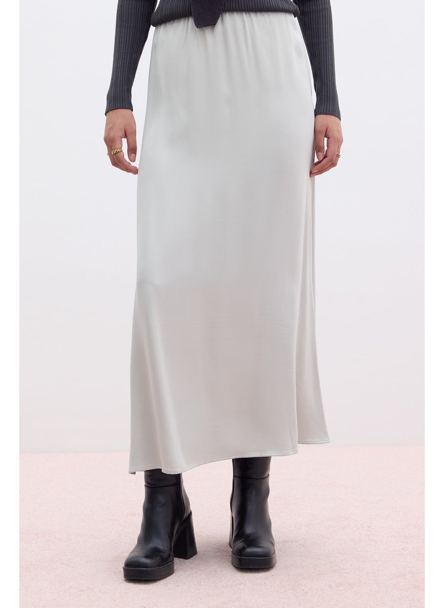 Manuka Satin Midi Skirt Silver  - Image 5