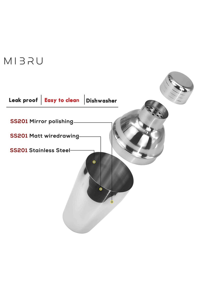 MIBRU Stainless Steel Cocktail Shaker Silver 550ml  - Image 4