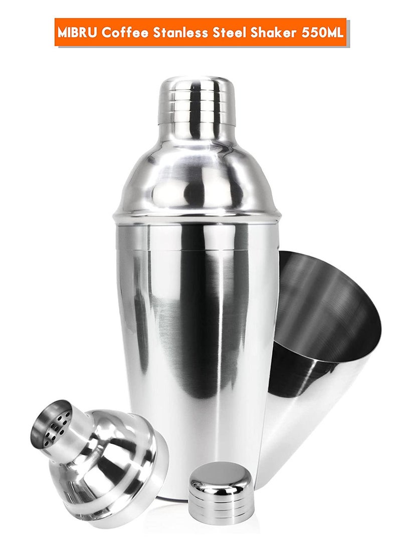 MIBRU Stainless Steel Cocktail Shaker Silver 550ml  - Image 2