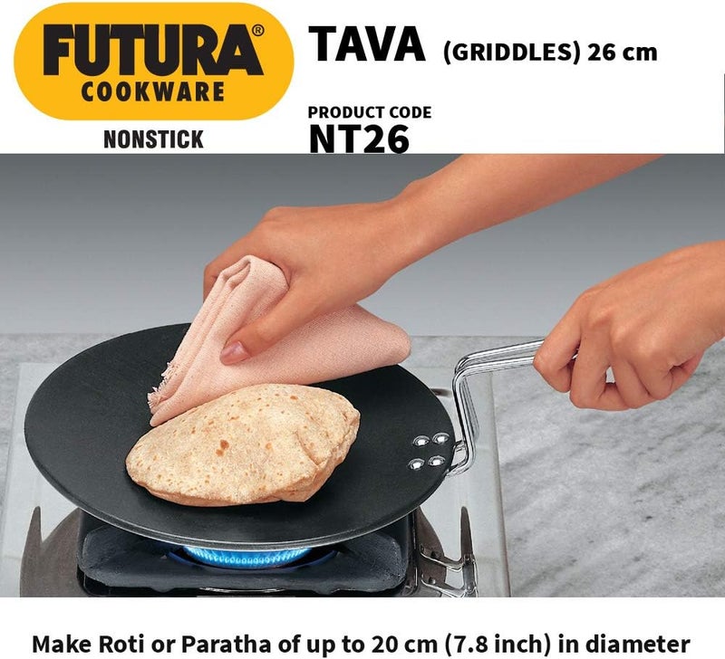 Hawkins Futura Nonstick Tawa, 26cm, 4.06mm Thick, Black - Image 4