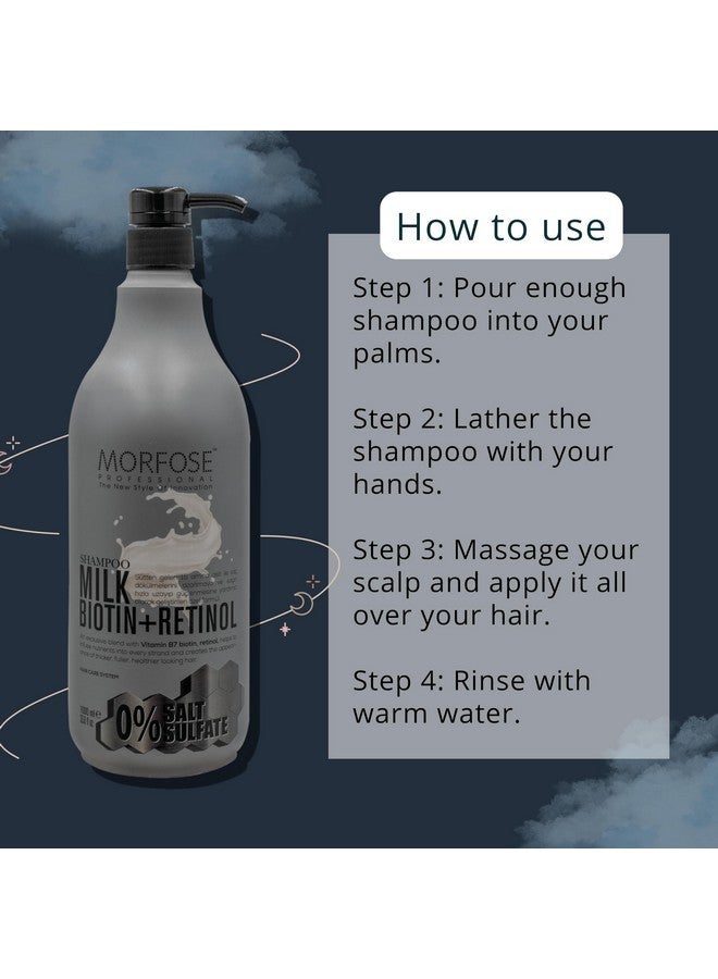 Morfose Milk Biotin Shampoo - Sulfate-Free Formula, Intensive Milk Therapy with 15 Amino Acid Complex, Biotin and Retinol Enriched for Hair Growth, Strengthening Arginine, 33.81 Fl. Oz - Image 4