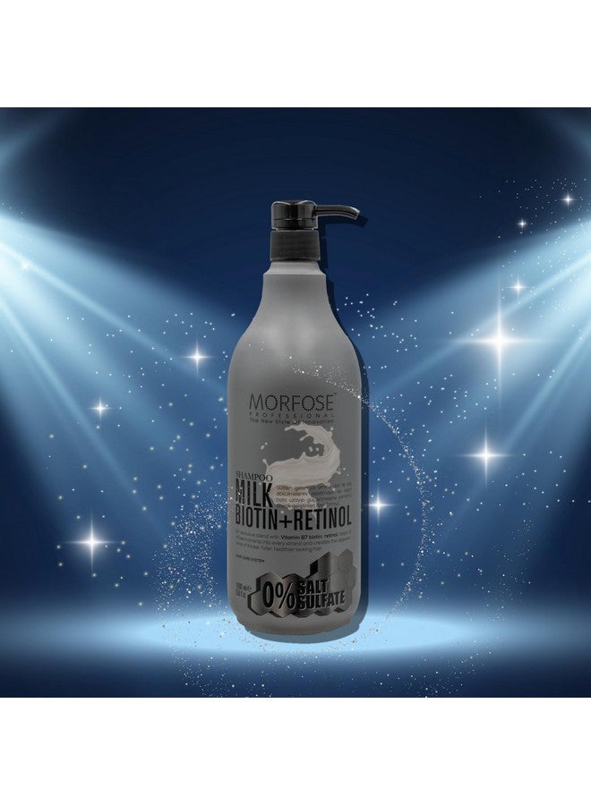 Morfose Milk Biotin Shampoo - Sulfate-Free Formula, Intensive Milk Therapy with 15 Amino Acid Complex, Biotin and Retinol Enriched for Hair Growth, Strengthening Arginine, 33.81 Fl. Oz - Image 2