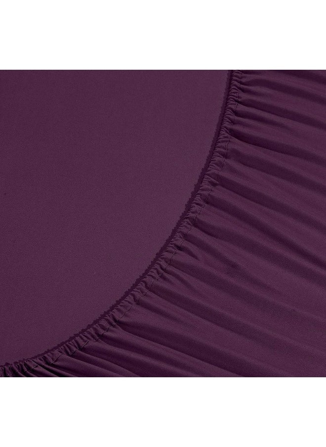 MattRest MattRest Luxury Silky-Soft 1800 Series Premium Collection - Wrinkle-Free 4-Piece Bed Sheet Set, Deep Pocket up to 16 inch, California King, Purple  - Image 4