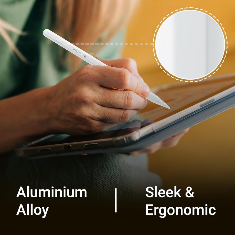 زيبونيكس قلم Zebronics Pencil PRO الجديد لأجهزة iPad وiPad Mini وiPad Air وiPad Pro، مع رفض راحة اليد، دقة فائقة، رأس قلم قابل للاستبدال، هيكل ألومنيوم خفيف الوزن، تصميم قفل مغناطيسي - Image 4