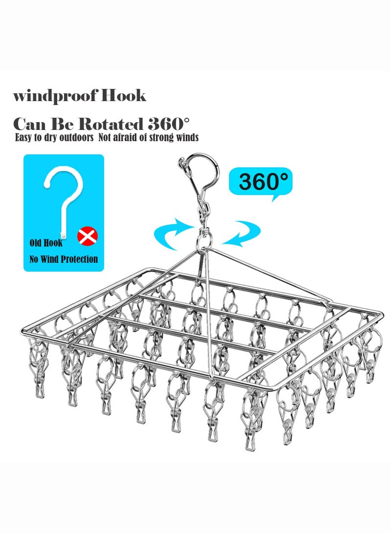 Monda Folding Sock Dryer with 40 Pegs, Metal Sock Hangers with Clips, Underwear Hanger for Washing Line Accessories,Stainless Steel Clothes Sock Drying Rack,Laundry Drip Airer Hanger with Pegs - Image 3