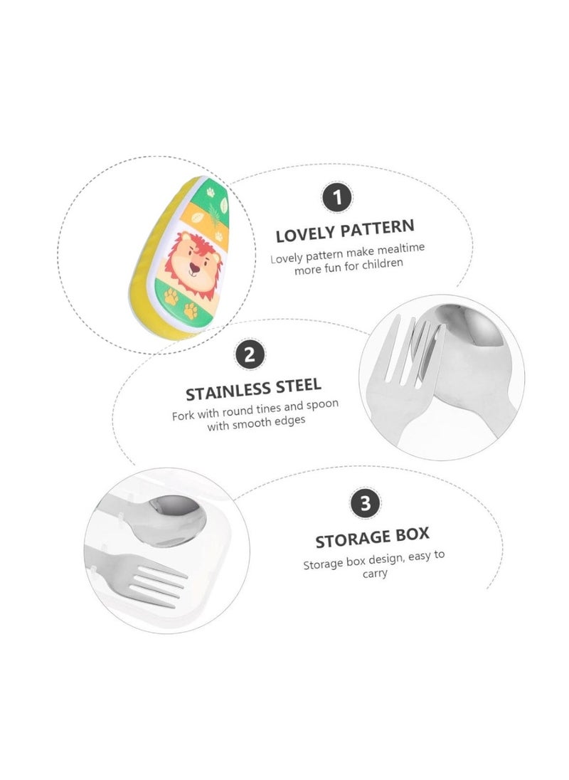Lion Kid's Spoon & Fork Cutlery Set with Case