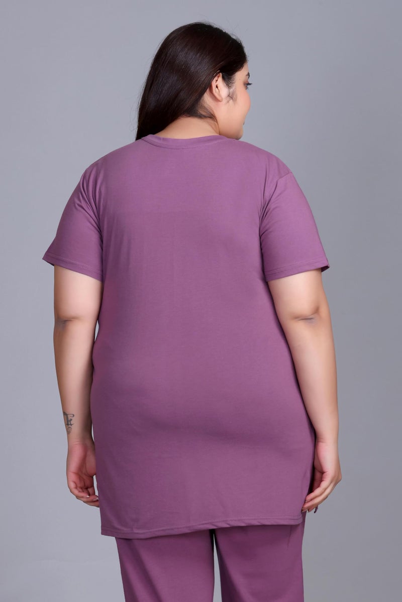 In Love Women's Cotton Plus Size Half Sleeves Semi Long Printed Tshirt for Summers with One Side Pocket for Ladies - Image 5