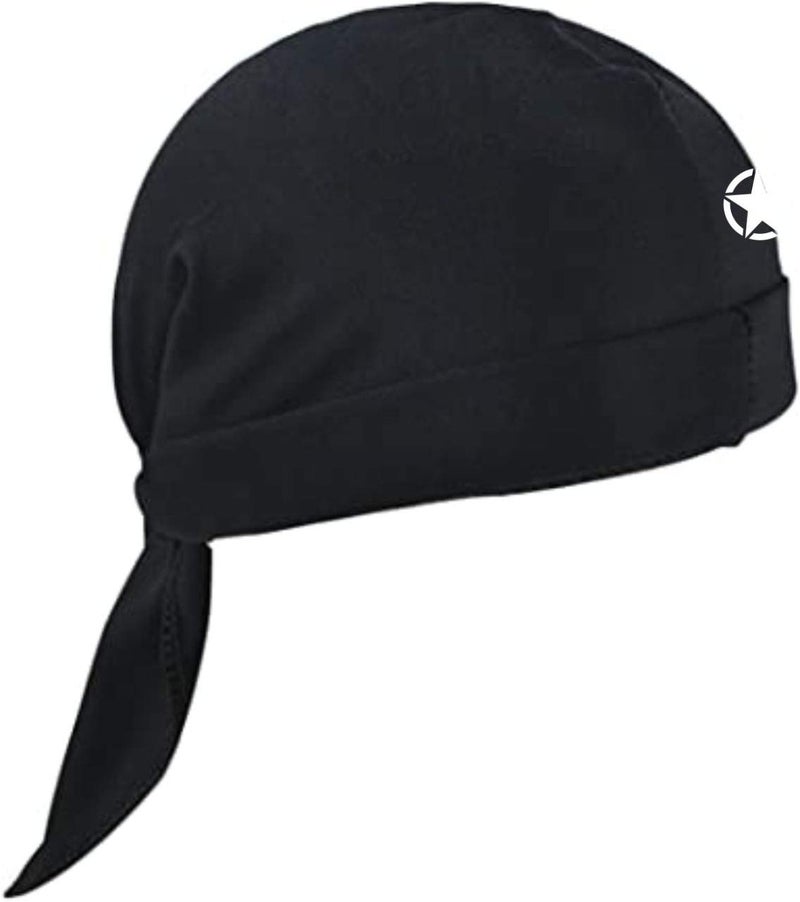 JUST RIDER Sweat Wicking Cooling Helmet Liner - Do Rag Skull Cap Beanie For Men & Women. Pirate Hat Bandana & Head Wrap For Motorcycling, Running, Hiking, Cooking & Outdoor Black - Polyester, Medium - Image 2