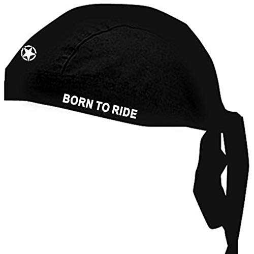JUST RIDER Sweat Wicking Cooling Helmet Liner - Do Rag Skull Cap Beanie For Men & Women. Pirate Hat Bandana & Head Wrap For Motorcycling, Running, Hiking, Cooking & Outdoor Black - Polyester, Medium - Image 1