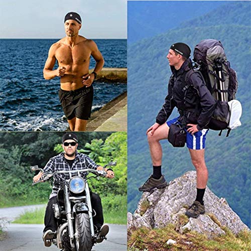 JUST RIDER Sweat Wicking Cooling Helmet Liner - Do Rag Skull Cap Beanie For Men & Women. Pirate Hat Bandana & Head Wrap For Motorcycling, Running, Hiking, Cooking & Outdoor Black - Polyester, Medium - Image 5