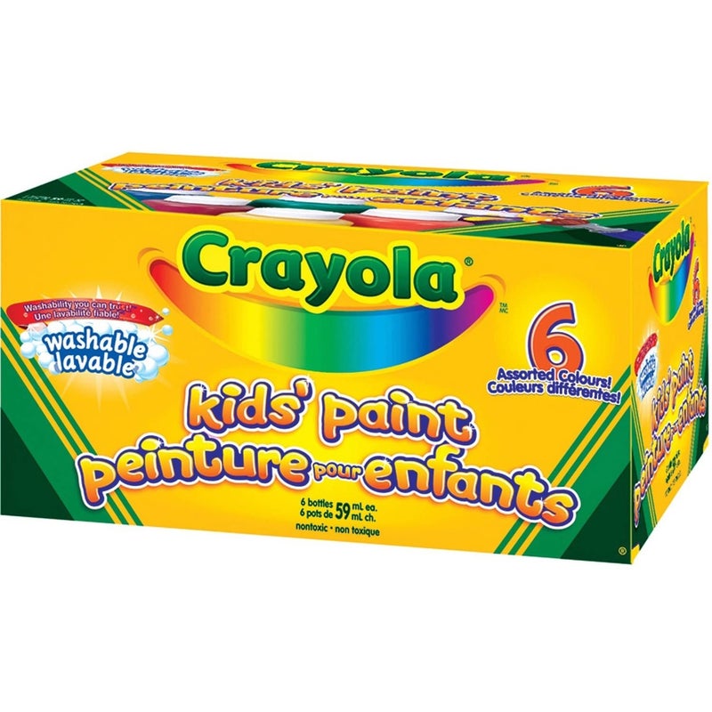 Crayola 541204 Washable Kids Paint, 2 oz., 6/ST, Assorted