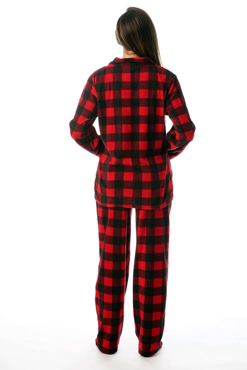 #فولومي #followme طقم بنطال PJ بأزرار أمامية من الصوف الدقيق مطبوع مع جوارب 6370-10195-XL أحمر أسود - بوفالو منقوش - Image 4