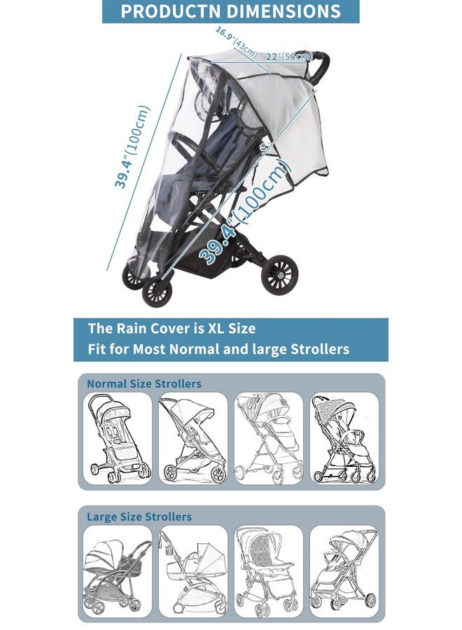 AMORBASE Universal Stroller Rain Cover, Clear Breathable Weather Shield with Waterproof Zipper, 4 Seasons Protection (XL) - Image 4