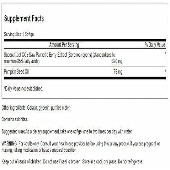 Swanson Saw Palmetto 320 Milligrams 60 Sgels - Image 2