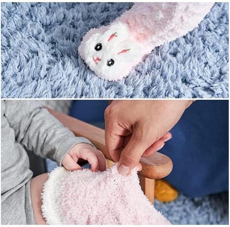 3D Baby Winter Fluffy Fuzzy Slipper Socks, Fleece Baby Toddlers Knee High Socks Cartoon Animal Cozy Fluffy Socks 3pairs-a - Image 5