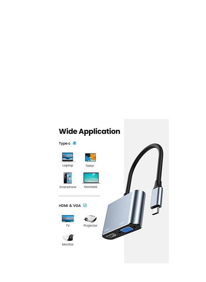 Generic - USB C to HDMI VGA Adapter + USB3, 4 in 1 USB Type C to VGA HDMI + USB 3 Splitter Converter Adapter 4K*2K - Image 1