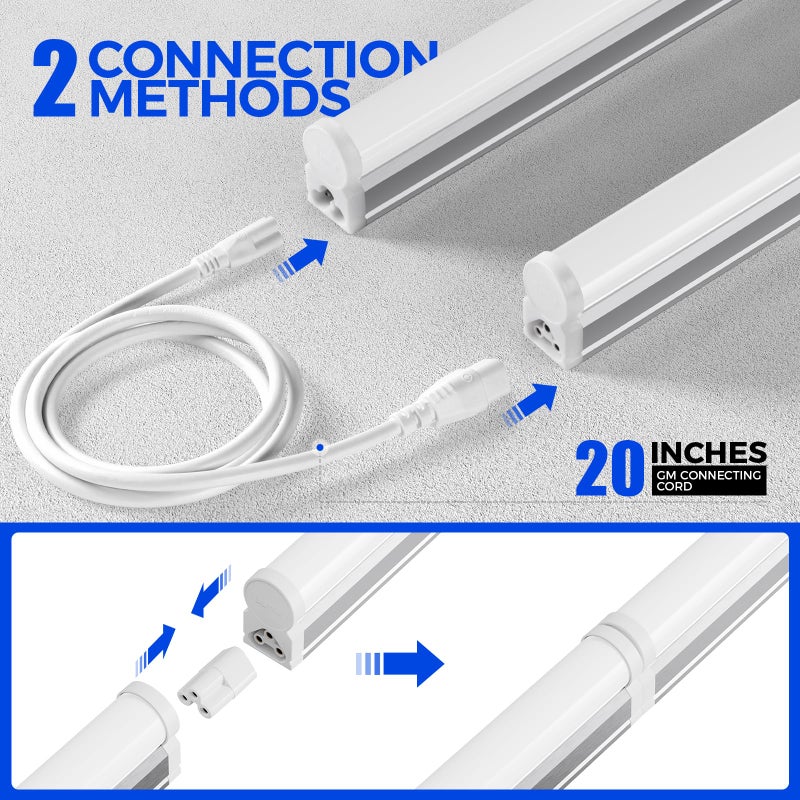 Barrina 6 Pack LED T5 Single Fixture, 4FT, 2200lm, 4000K Daylight Glow, 20W, Utility Shop Light, Ceiling and Under Cabinet Light, ETL Listed, Corded Electric with ON/Off Switch - Image 5