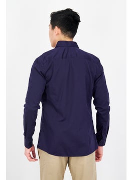 Selected Homme Men Slim Fit Solid Long Sleeves Casual Shirt, Blue  - Image 2