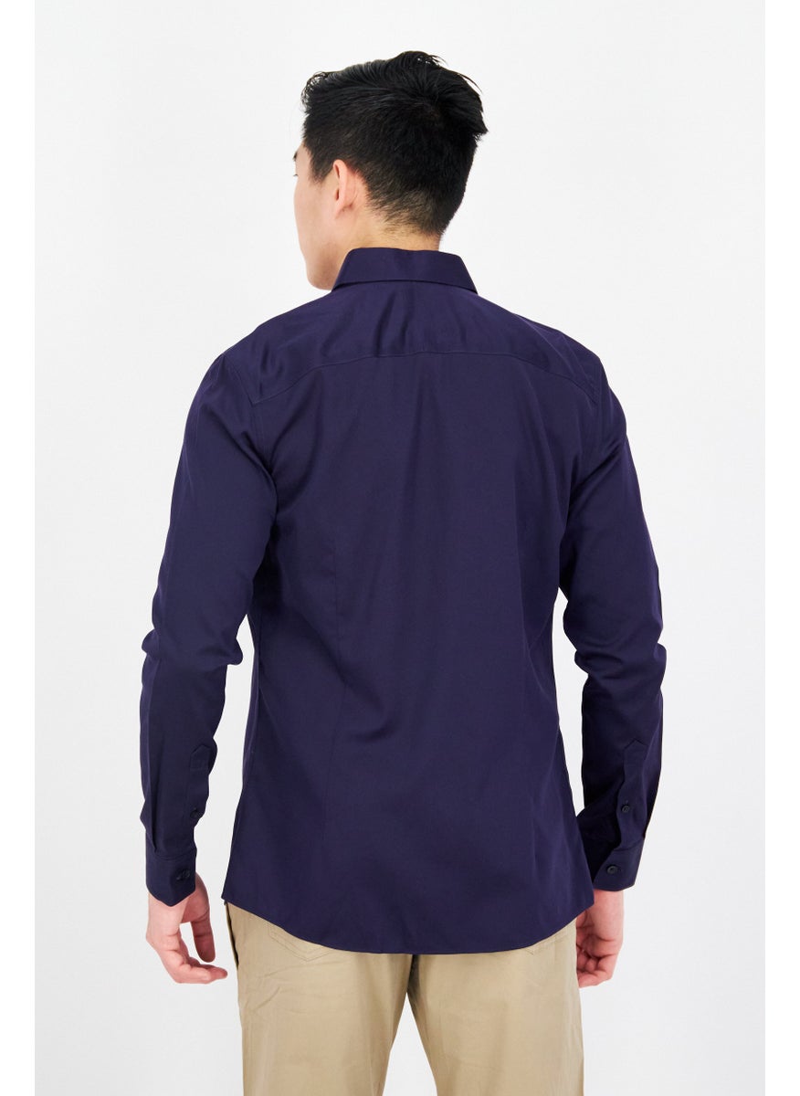 Selected Homme Men Slim Fit Solid Long Sleeves Casual Shirt, Blue  - Image 2