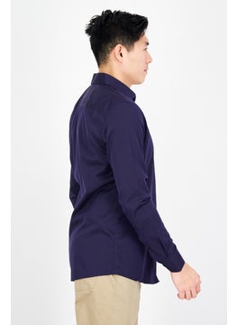 Selected Homme Men Slim Fit Solid Long Sleeves Casual Shirt, Blue  - Image 3