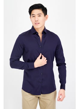 Selected Homme Men Slim Fit Solid Long Sleeves Casual Shirt, Blue  - Image 1