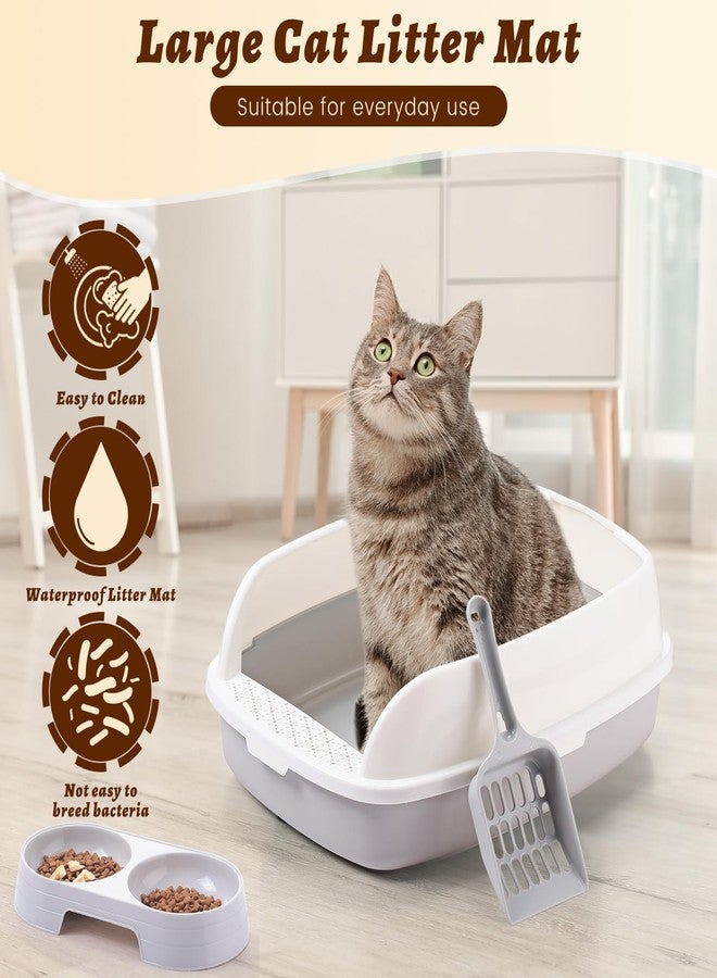 Sliner 7 Pcs Litter Box Kitten Kit Include 2 Pcs Kitten Litter Box Low Entry, 2 Cat Bowls, 1 Large Waterproof Nonslip Mat, 2 Scoopers - Image 4