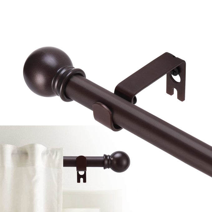 Curtain Rods for windows 2878 inch 58 inch Decorative Brown Splicing Heavy Duty Metal Curtain Rod set with Brackets