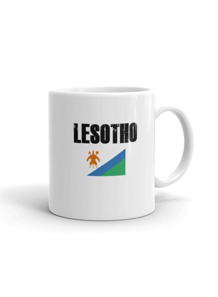 RYN Lesotho Flag Unique White Ceramic Coffee Mug - Image 1
