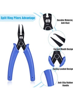 Zoreya 2 Pcs Jewelry Pliers, Split Ring Pliers, Jewelry Making Tools or Jewelry Beading Repair Making Supplies (Blue, Black)  - Image 3