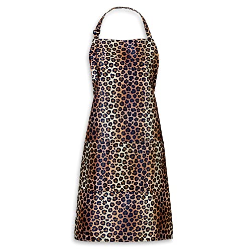 Plum Hill Leopard Cheetah Apron for Hair Stylists, Cosmetology, Make-up Artists, Beauticians - Waterproof Apron; Bleach Proof Aprons for Hair Coloring Eyelashes, Brows, Esthetician Aprons for Women - Image 1