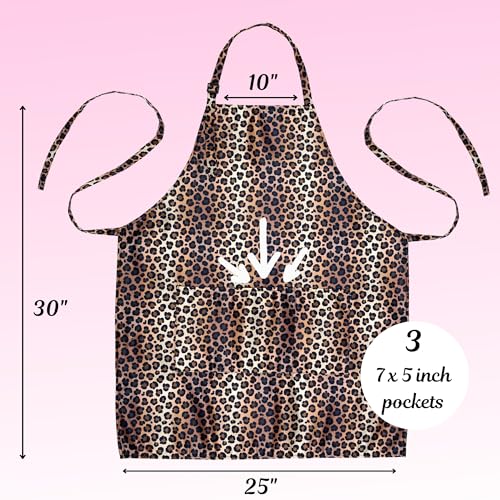 Plum Hill Leopard Cheetah Apron for Hair Stylists, Cosmetology, Make-up Artists, Beauticians - Waterproof Apron; Bleach Proof Aprons for Hair Coloring Eyelashes, Brows, Esthetician Aprons for Women - Image 4