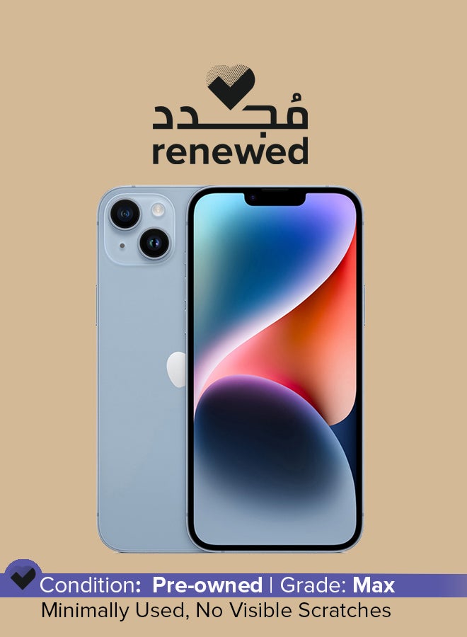 ابل  مجدد - آيفون 14 128 جيجابايت أزرق 5G مع فيس تايم - النسخة الأمريكية (e-SIM فقط) - Image 1