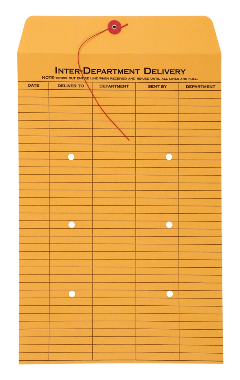 Quality Park 10 x 15 Inter-Departmental Envelopes with String & Button Closure for Interoffice Routing, 32 lb. Brown Kraft, 100/Box (QUA65354) - Image 3