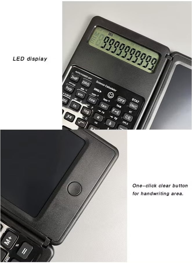 NIIMBOT S9 Solar Scientific Calculators with Erasable Writing Tablet, Professional Scientific Calculators Calculators Handwriting Tablet Electronic LCD Writing Tablet Function Calculator Battery Powered Foldable 10 Digit Desk Calculator for School, Office, Home, Black  - Image 3