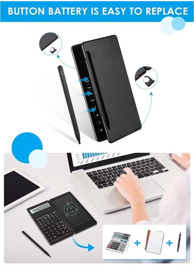 NIIMBOT S9 Solar Scientific Calculators with Erasable Writing Tablet, Professional Scientific Calculators Calculators Handwriting Tablet Electronic LCD Writing Tablet Function Calculator Battery Powered Foldable 10 Digit Desk Calculator for School, Office, Home, Black  - Image 5