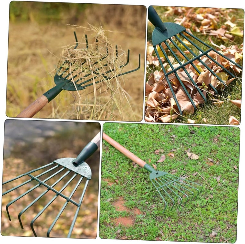 Heavy Duty Steel Garden Rake 7-Toothed Metal Lawn Rake for Gardening and Leaf Removal Without Handle for Soil Loosening and Lawn Maintenance - Image 4