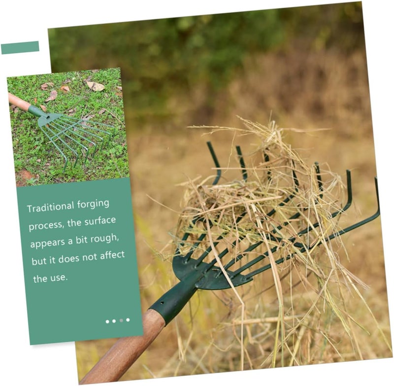 Heavy Duty Steel Garden Rake 7-Toothed Metal Lawn Rake for Gardening and Leaf Removal Without Handle for Soil Loosening and Lawn Maintenance - Image 5
