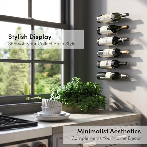 xympo Wall Mounted Wine Rack Set – 6-Piece Aluminum Bottle Holders with Non-Slip Cork Pads for Secure Storage - Image 3