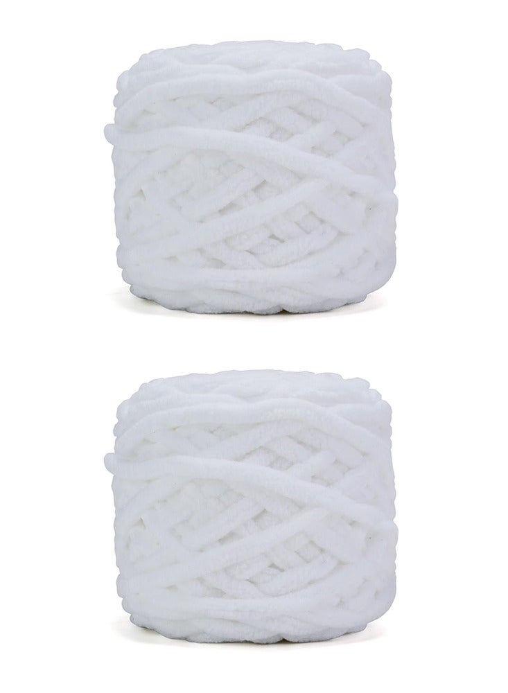 Generic 2-Piece Soft Chunky Knitting Yarn for Crochet Plush Projects Warm White Coarse Wool for Sweaters Hats Blankets - Image 1