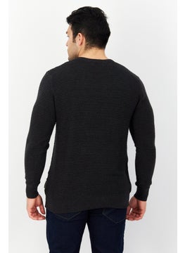 French Connection Men Crew Neck Textured Sweatshirt, Charcoal  - Image 2