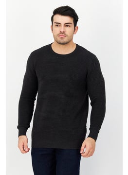 French Connection Men Crew Neck Textured Sweatshirt, Charcoal  - Image 1